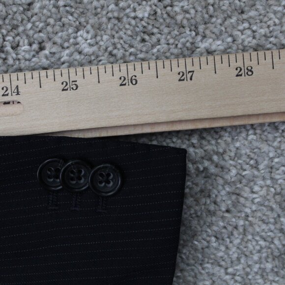 Banana Republic Blazer Men 42R Black Pinstriped Wool 2 Button Sports Jacket Coat - Picture 6 of 14